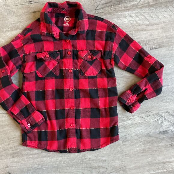 Wonder Nation Girls Plaid Button Shirt Size M(7-8)  Roll-Over Sleeve - Picture 1 of 4